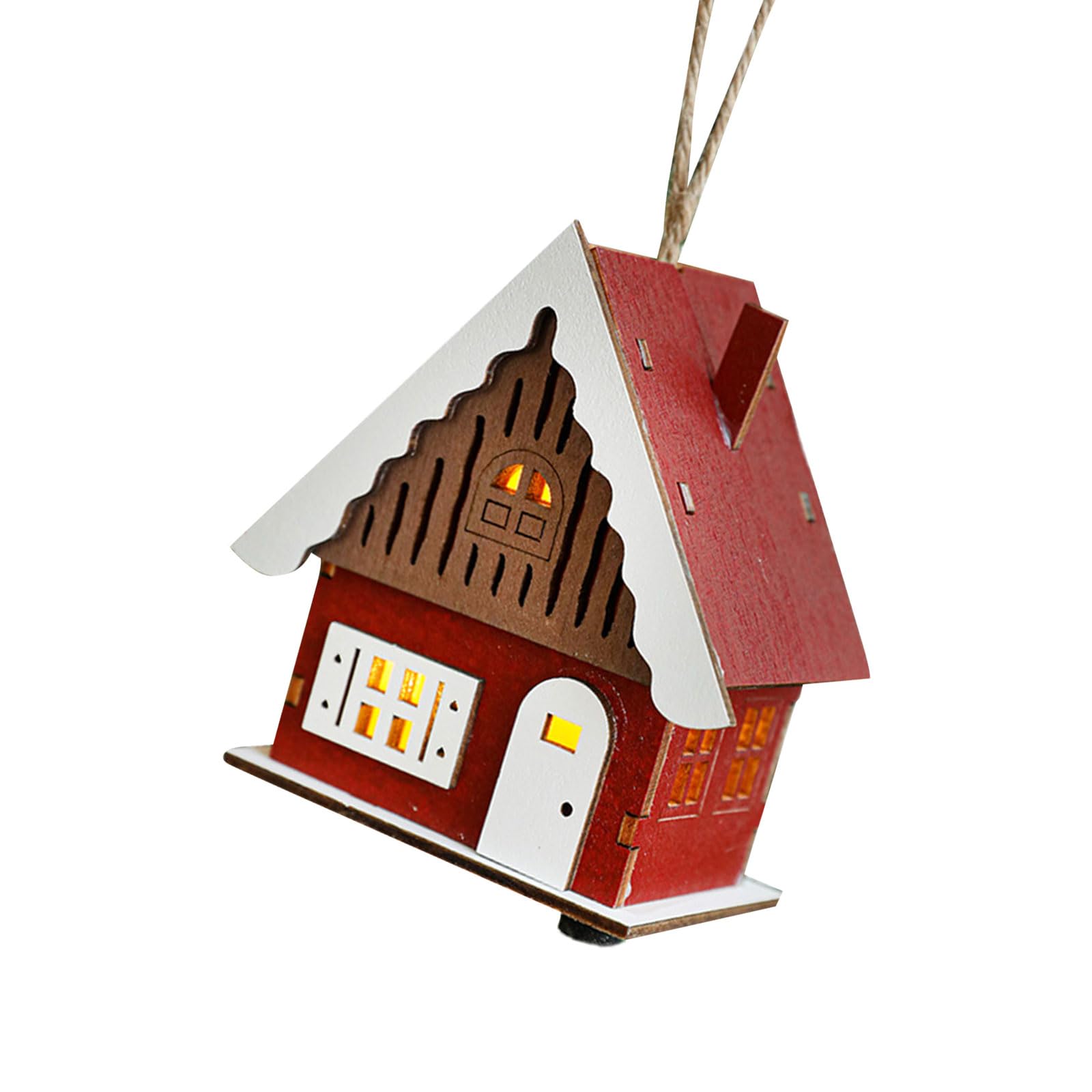 Elnwnnkc Festival Wood Christmas Ornament LED Light Christmas Cabin Miniature Holiday Scene Decors for Homes and Portable Village