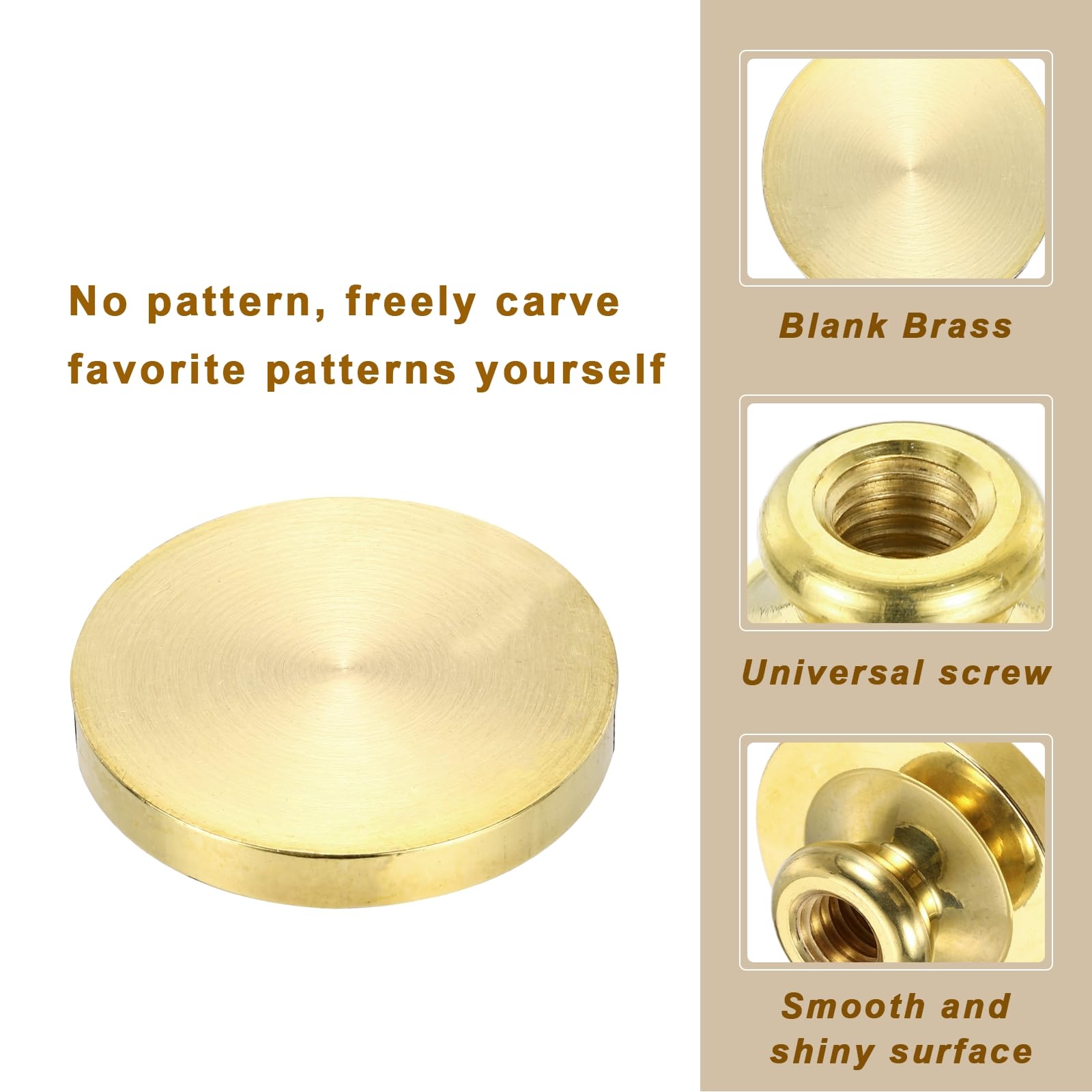 PATIKIL 35mm Blank Wax Seal Stamp, 3 Pack Round Sealing Wax Stamp Vintage Retro Brass Head for Envelope Invitation Cards - Image 4