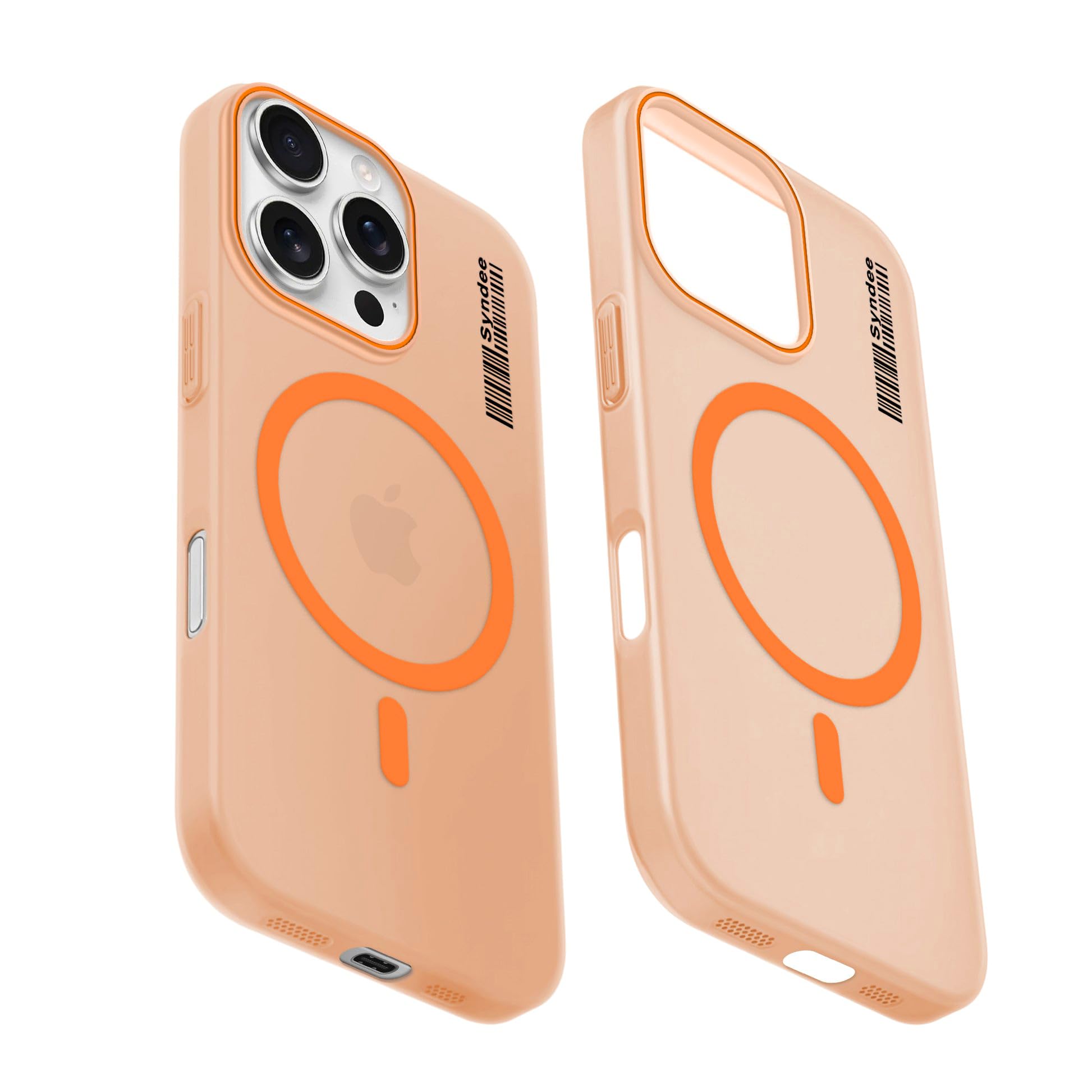 DL3 Mobilak Case Back Cover for iPhone 12/iPhone 12 Pro 6.1-inch, Sleek Frosted Translucent Back Only Compatible with Wireless Magnetic Accessories | Anti-Scratch Shockproof Phone Case (Orange)
