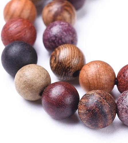 Miniatura 3 de 1 hebra de cuentas de madera natural de 0.236 in, bola pulida redonda colorida, cuentas espaciadoras sueltas de madera para pulseras, collares,