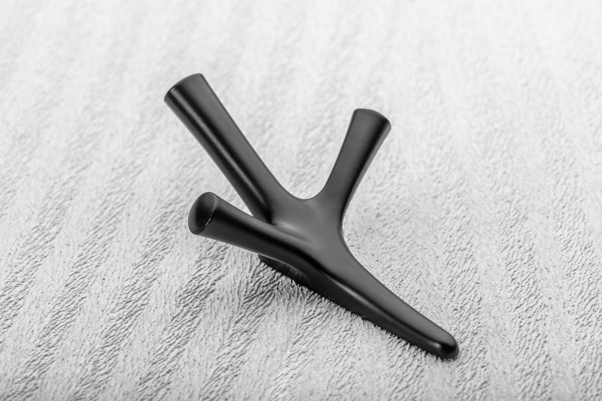 GTV - Wieszak na ubrania WALENCIA – powierzchnia: czarny matowy – na zewnątrz: 164 x 107 x 58 mm – wieszak na ubrania na drzwi, do łazienki, kuchni, korytarza, biura, "zrób to sam", metalowy haczyk,