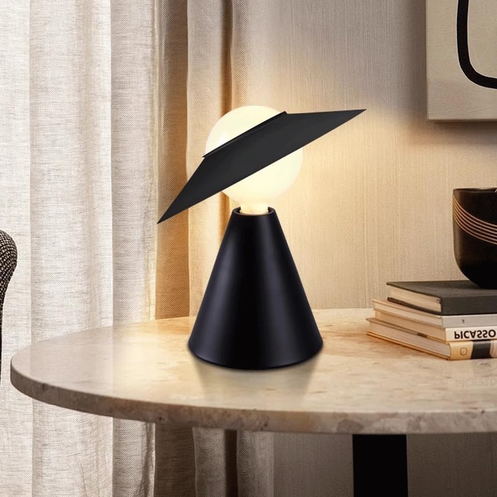 Lampada da scrivania in metallo, per camera da letto, dormitorio, appartamento, hotel, ufficio (bianco + nero)