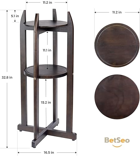 Miniatura 2 de Dispensador de agua de madera maciza natural (32.8 pulgadas de alto - 11.2 pulgadas de ancho) dispensador de bebidas con 2 estantes redondos