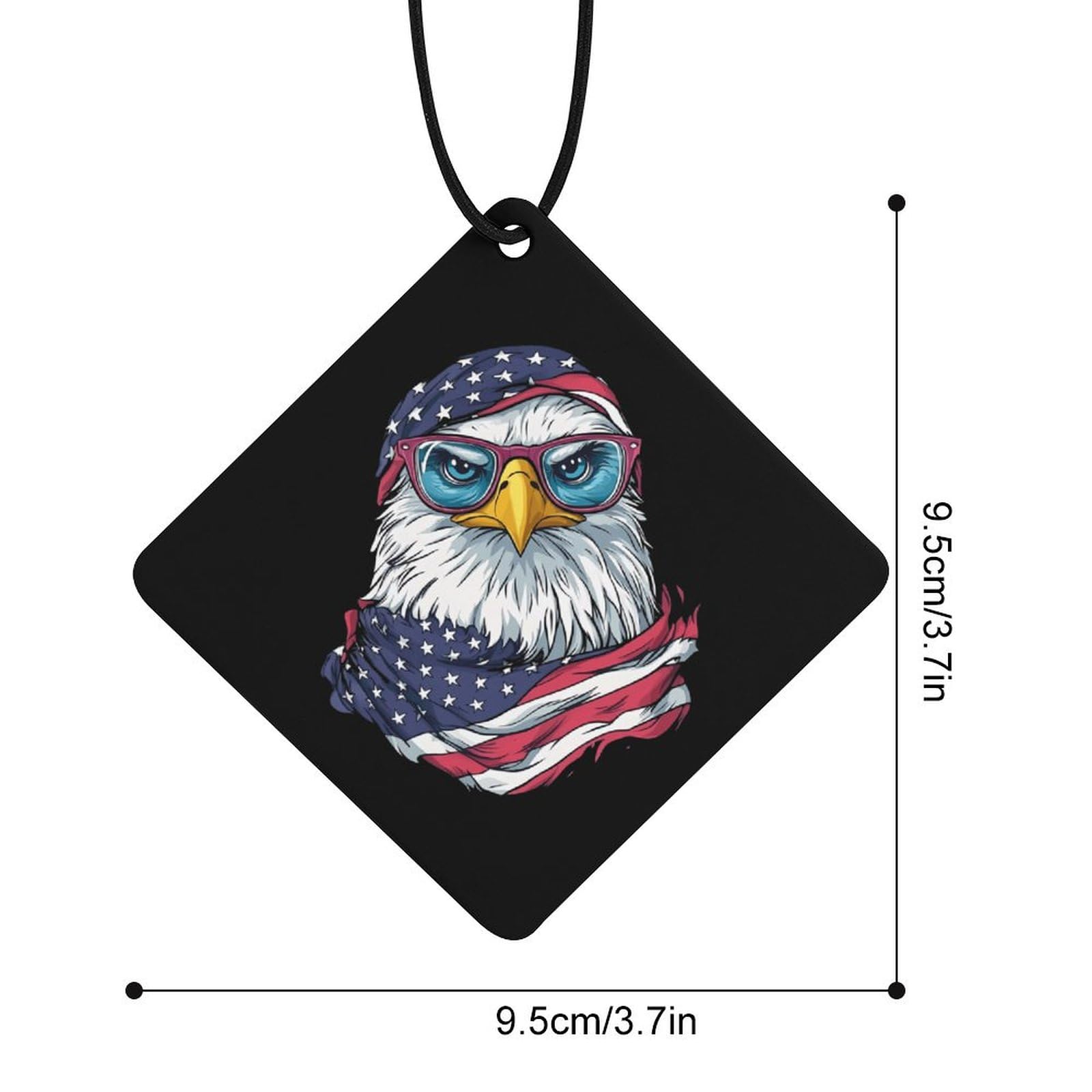 USA Flag Bald Ea-gle Car Air Freshener Hanging Aromatherapy Tablets for Car Accessories Rhombus