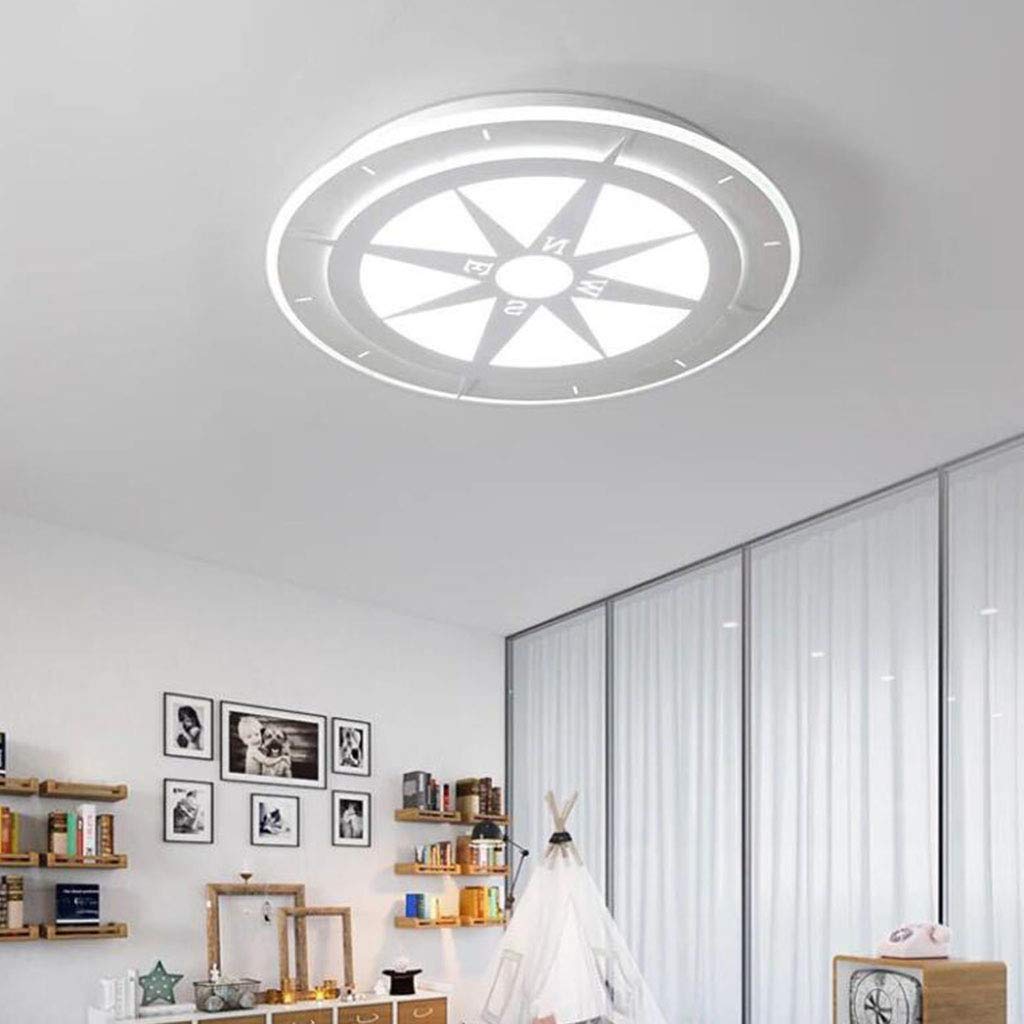 Lampa sufitowa LED z pilotem zdalnego sterowania, możliwość ściemniania, lampa do pokoju dziecięcego, dla chłopców i dziewczynek i pomieszczeń powitania, światło, energia, światło, kompas, pielęgnacja, lampa dla dzieci, metal, lampa sufitowa, 62 cm, 40 W