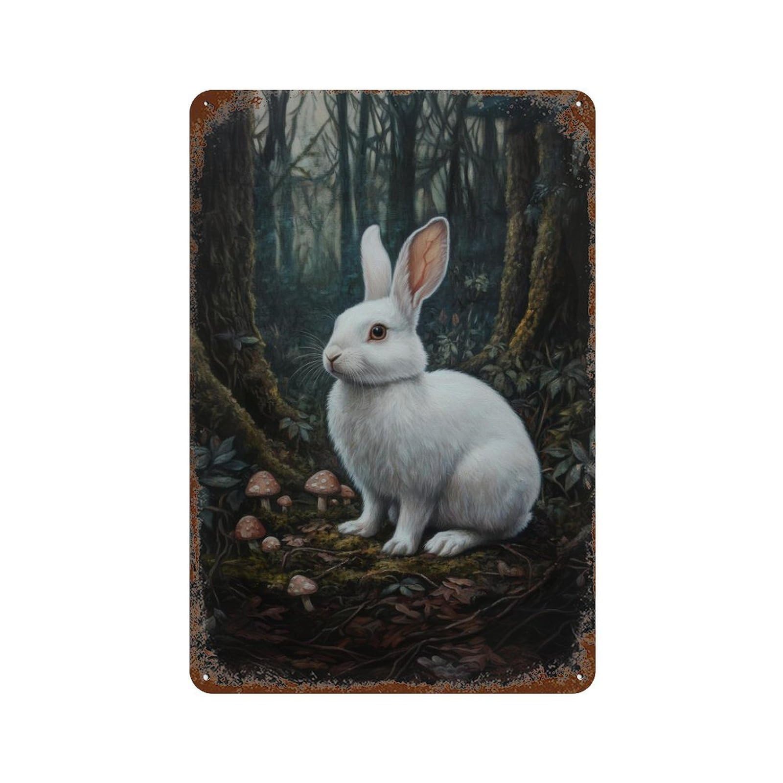 xiaoxiaoshen Rabbit Cottagecore Whimsical Woodland Rustic Nature1 Wall Decor Art Metal Tin Poster Modern Home Decor Art Home Bar Shop Decorations Vintage Sign 30x20cm