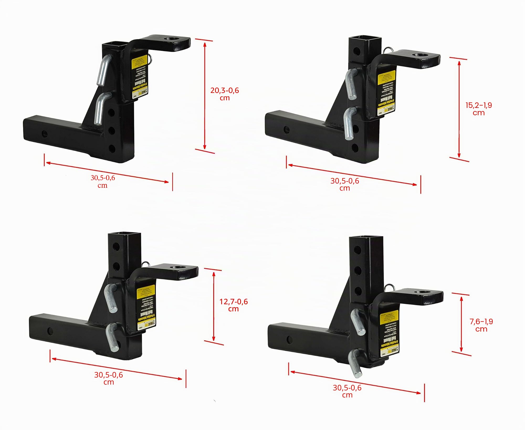 MAXXHAUL 70067 - Enganche de Remolque - Enganche de Remolque Ajustable de 8 Posiciones - 5000 Libras de Capacidad GTW, Color Negro