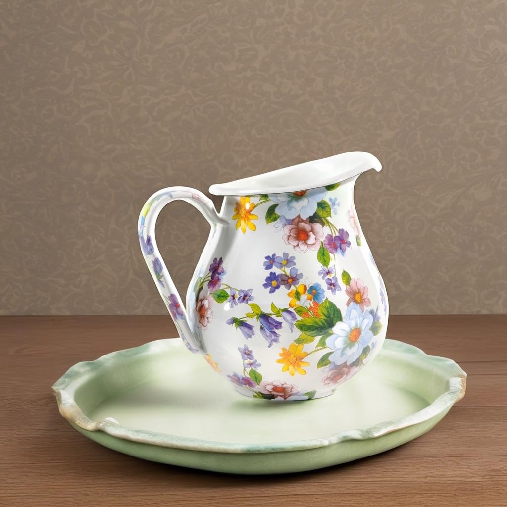 Amazon.com: MACKENZIE-CHILDS Enamel Pitcher with Spout for Water