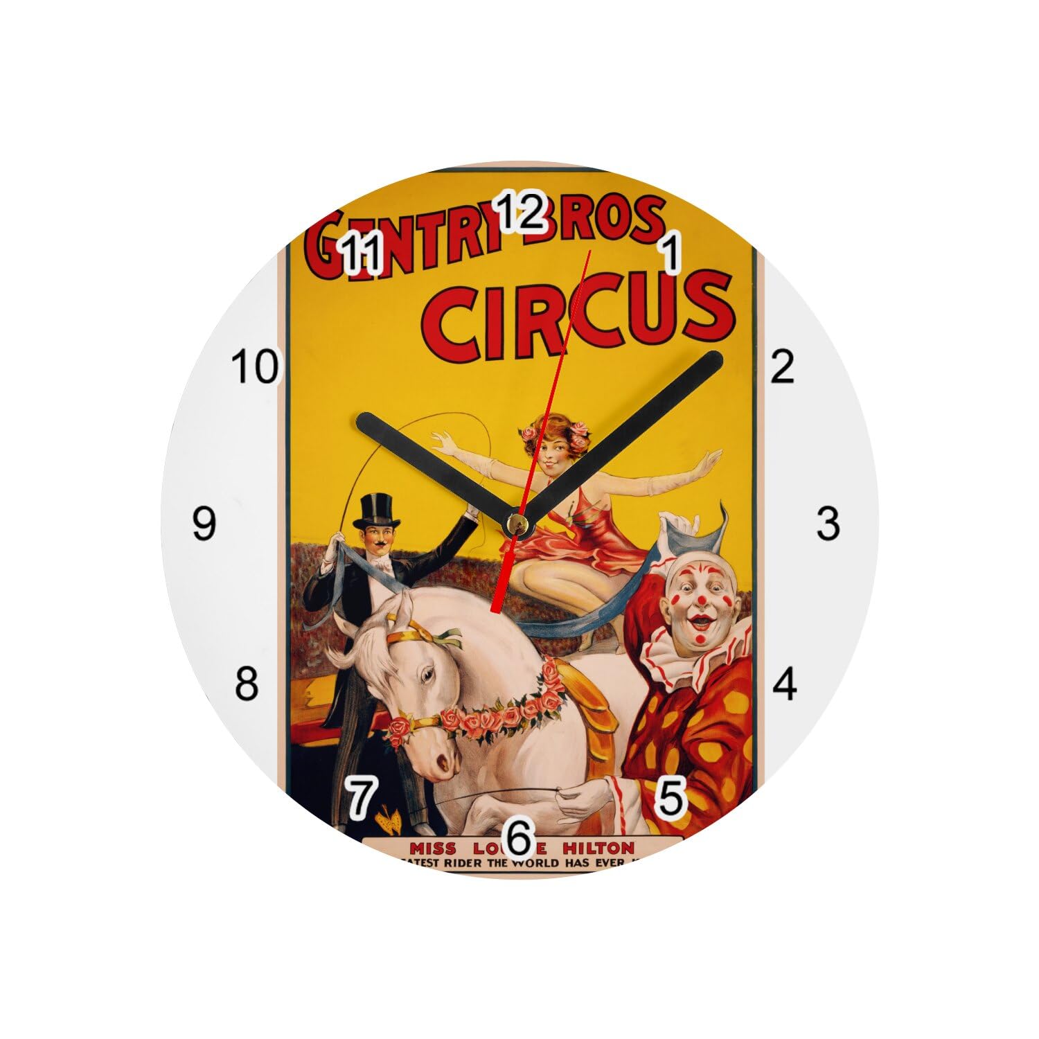 Horloge murale en verre Fabulous Gentry Circus design rétro blanc de diamètre 20 cm