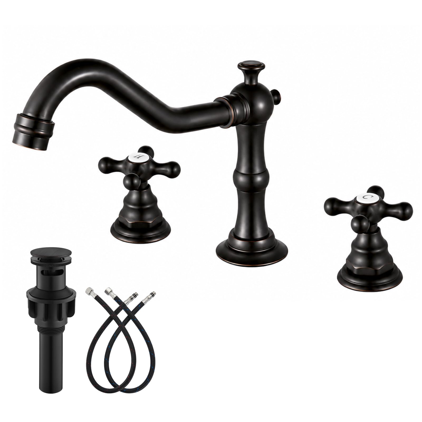 gotonovo Bathroom Faucet 3 Hole Vintage, Oil Rubbed Bronze, H C Label