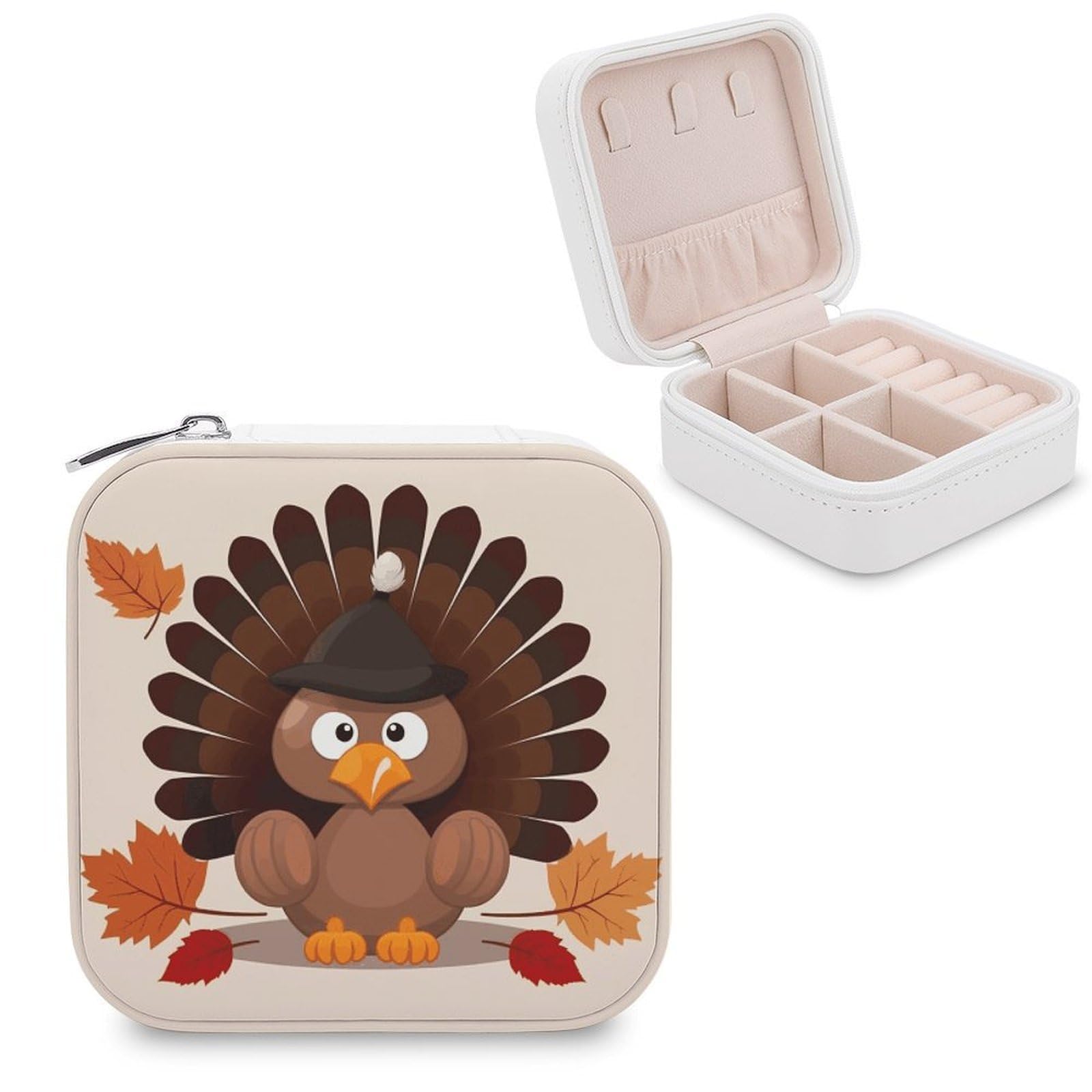 VstaDank Maple Leaf Dark Brown Turkey Jewelry Box Exquisite Leather Jewelry Organizer Portable Trinket Organizer Fashion Travel Jewelry Case for Rings Earrings Necklaces Unique Gifts for Women
