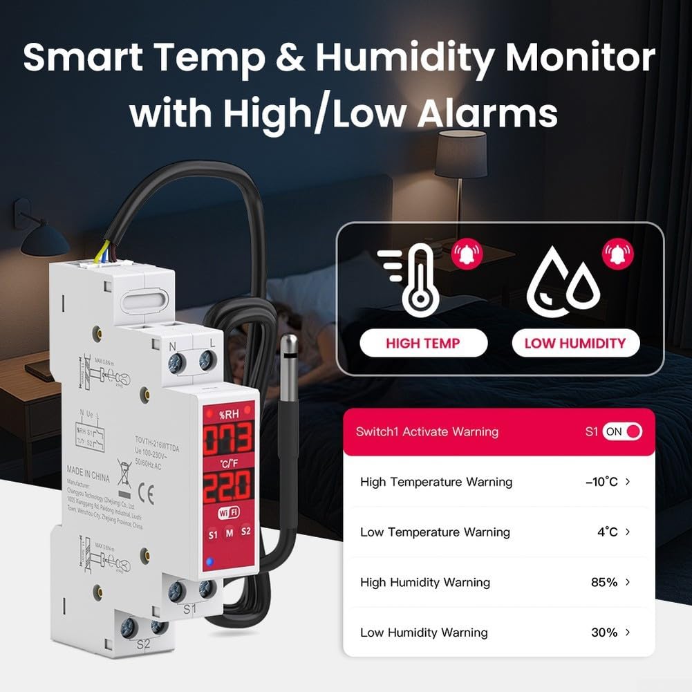 Intelligentes ferngesteuertes digitales Temperaturthermostat mit Sonden-Sensor für DIN-Schiene, mit erweiterter Zeitplanung und Überwachung