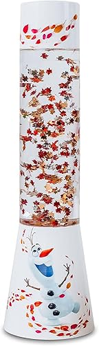 Ukonic Disney Frozen 2 Olaf - Lámpara de movimiento con purpurina de muñeco de nieve | Luz LED, lámpara de mesita de noche para escritorio,