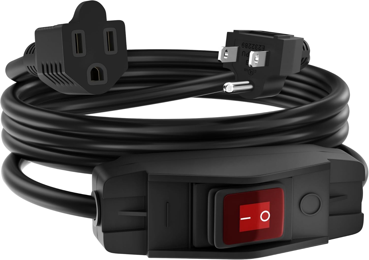 Joinfworld Switched Extension Cord 8 Ft Outdoor 14AWG 3 Prong Extension