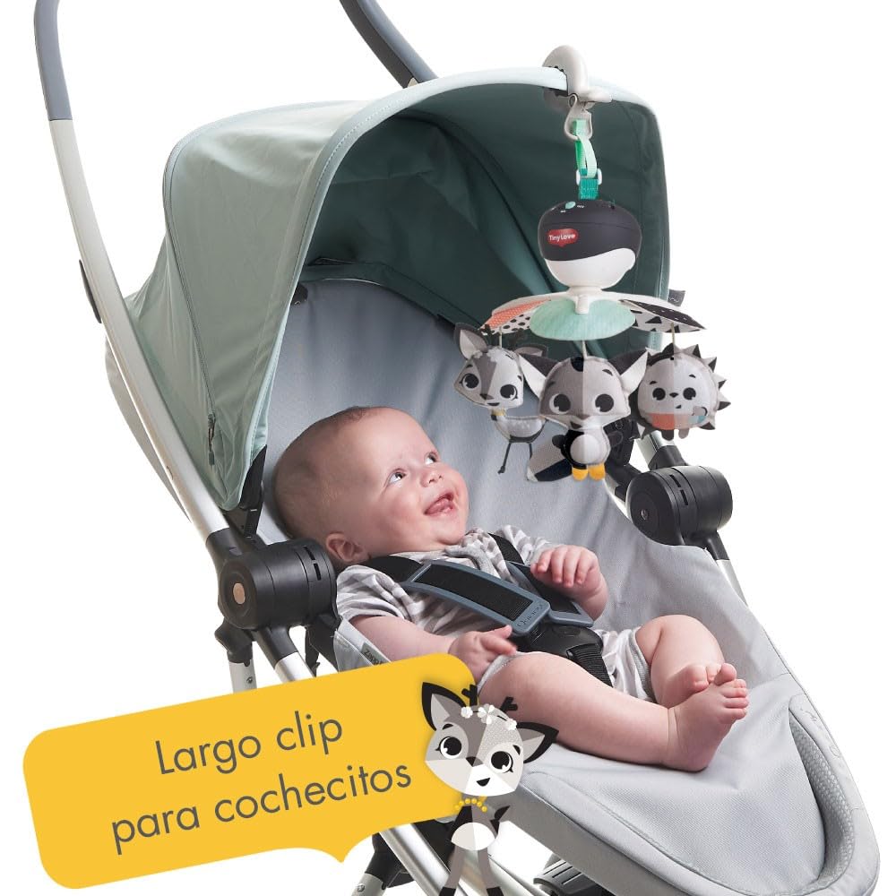 Tiny Love Take-Along-Mobile, Movil Cuna Bebe Musical 3 en 1, 0+ Meses, Movil Bebe Silla de Paseo, Móvil Musical Portátil, 3 Conectores, 5 Melodías, 30 Min de Música Continua, Magical Tales