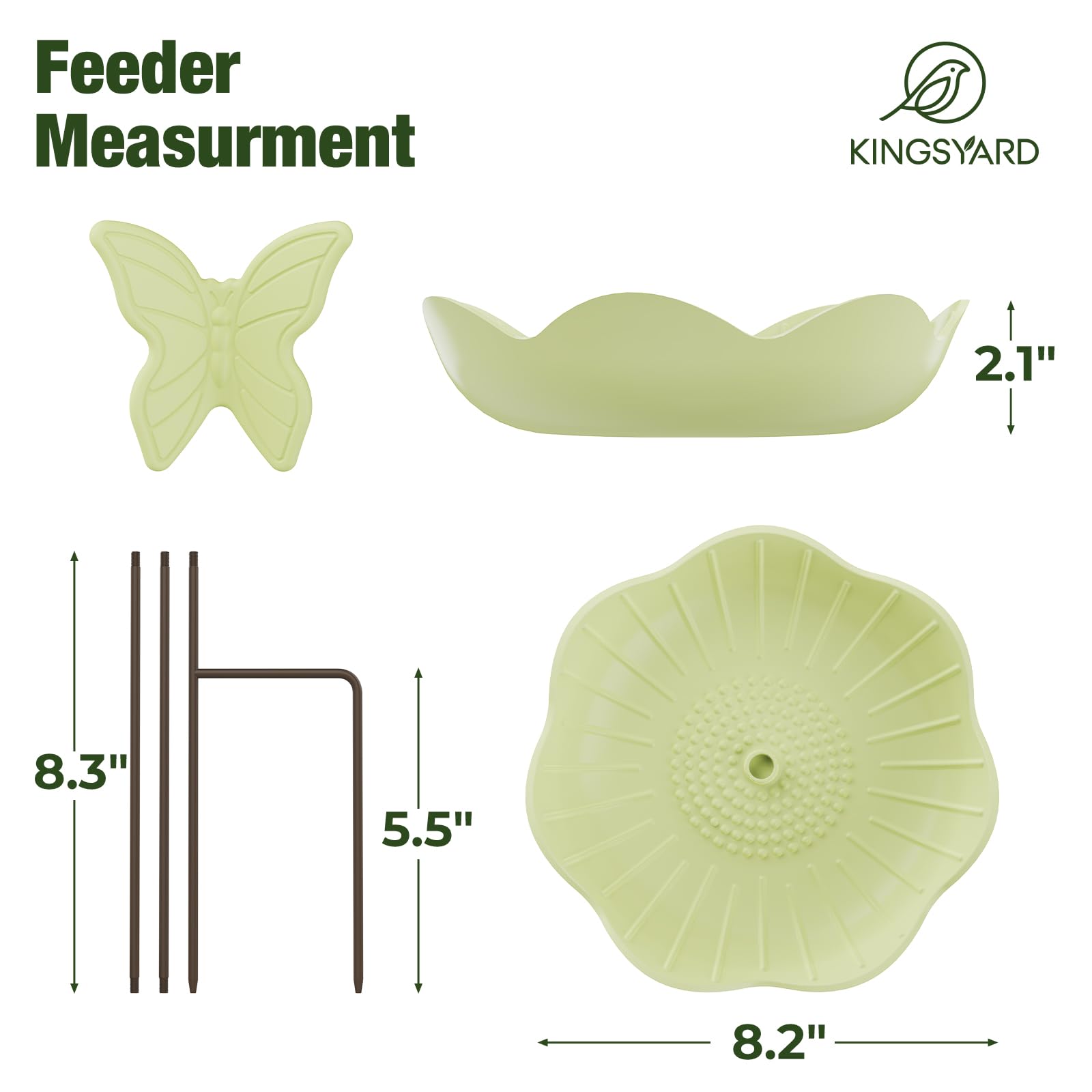 Kinsgyard - Paquete de 2 comederos para pájaros con poste ajustable, comedero para pájaros silvestres para decoración de jardín al aire libre, gran capacidad de semillas, fácil de limpiar y rellenar
