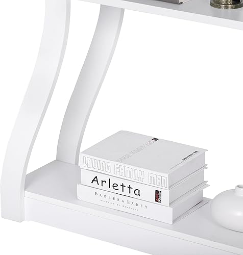 Miniatura 23 de Smartxchoices Mesa consola de madera de 47 pulgadas, mesa auxiliar larga de 3 niveles con patas curvas, mesa de sofá estrecha para pasillos, salas