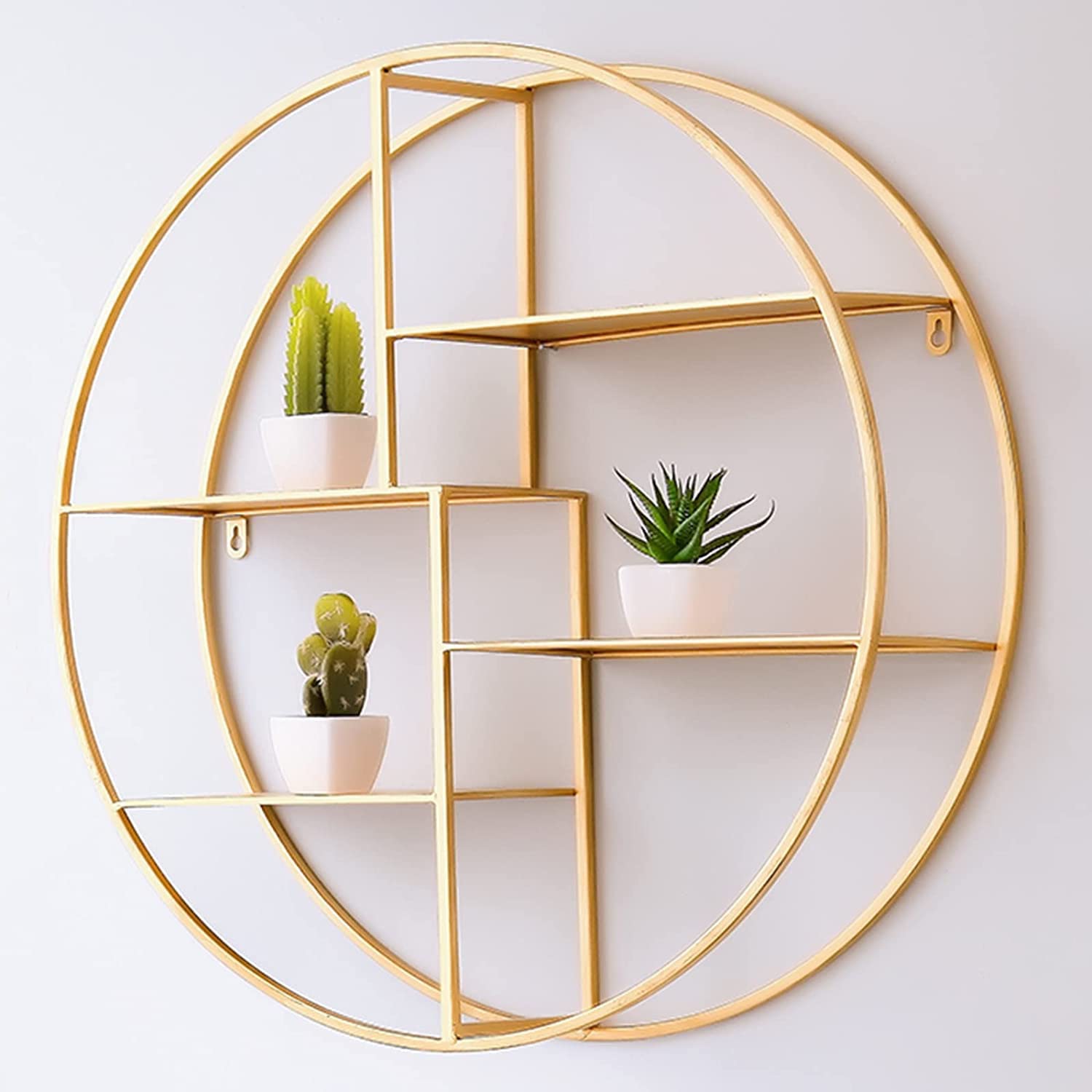 Floating Shelf, Creative Living Room/Bedroom Decoration Rack, Round Storage Rack Wall-Mounted Display Rack,Gold,60CM