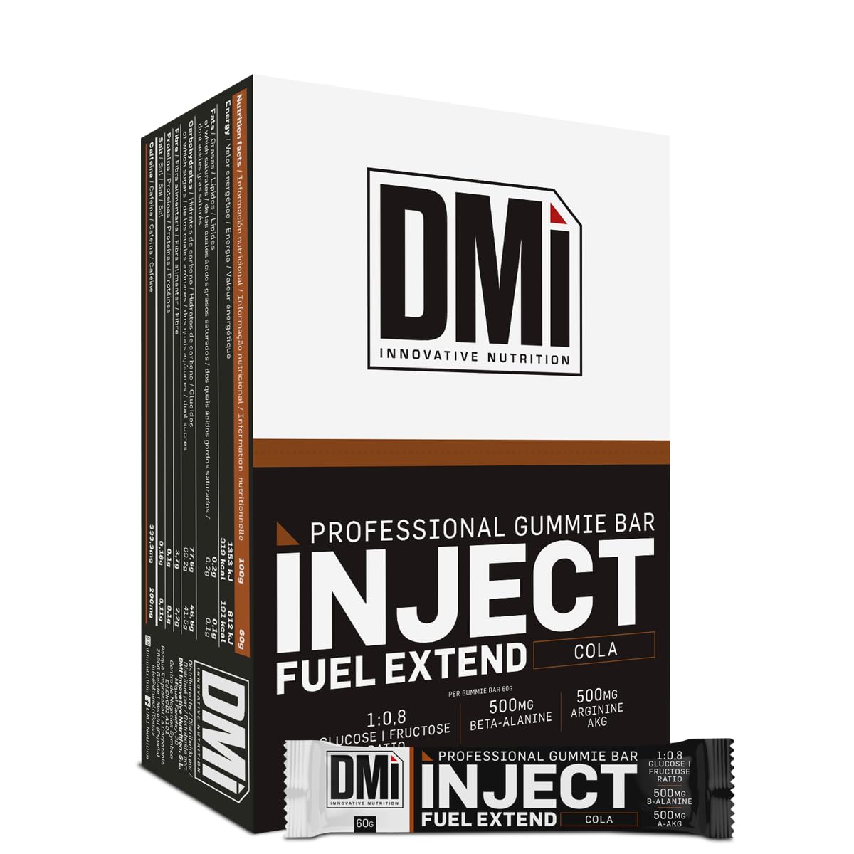 DMI Innovative Nutrition INJECT FUEL EXTEND GUMMIE - Innovadoras Barritas Energéticas con Textura de Gominola - Incrementa el Rendimiento Deportivo - Endurance (Cola)