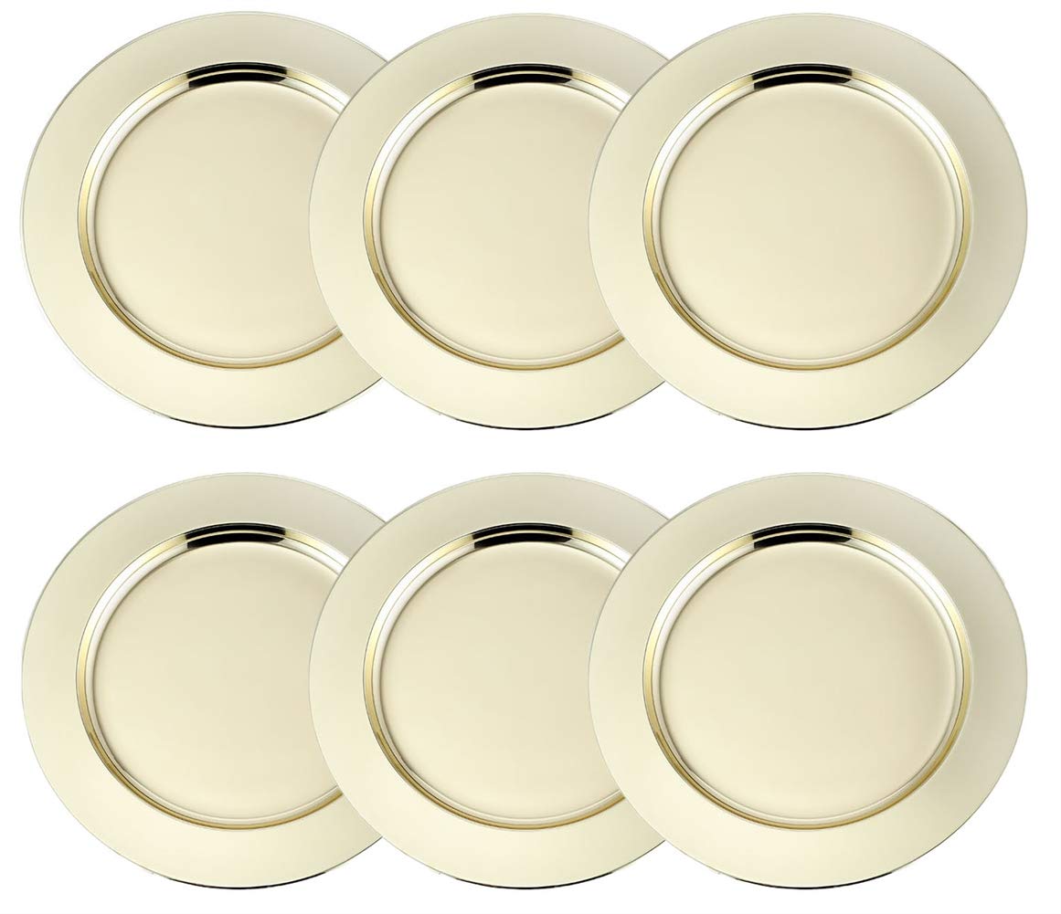 Insun Juego de 6 Bajo Platos Redondas Bandejas de presentación para Pasteles o Buffet frío Oro 33cm Diámetro