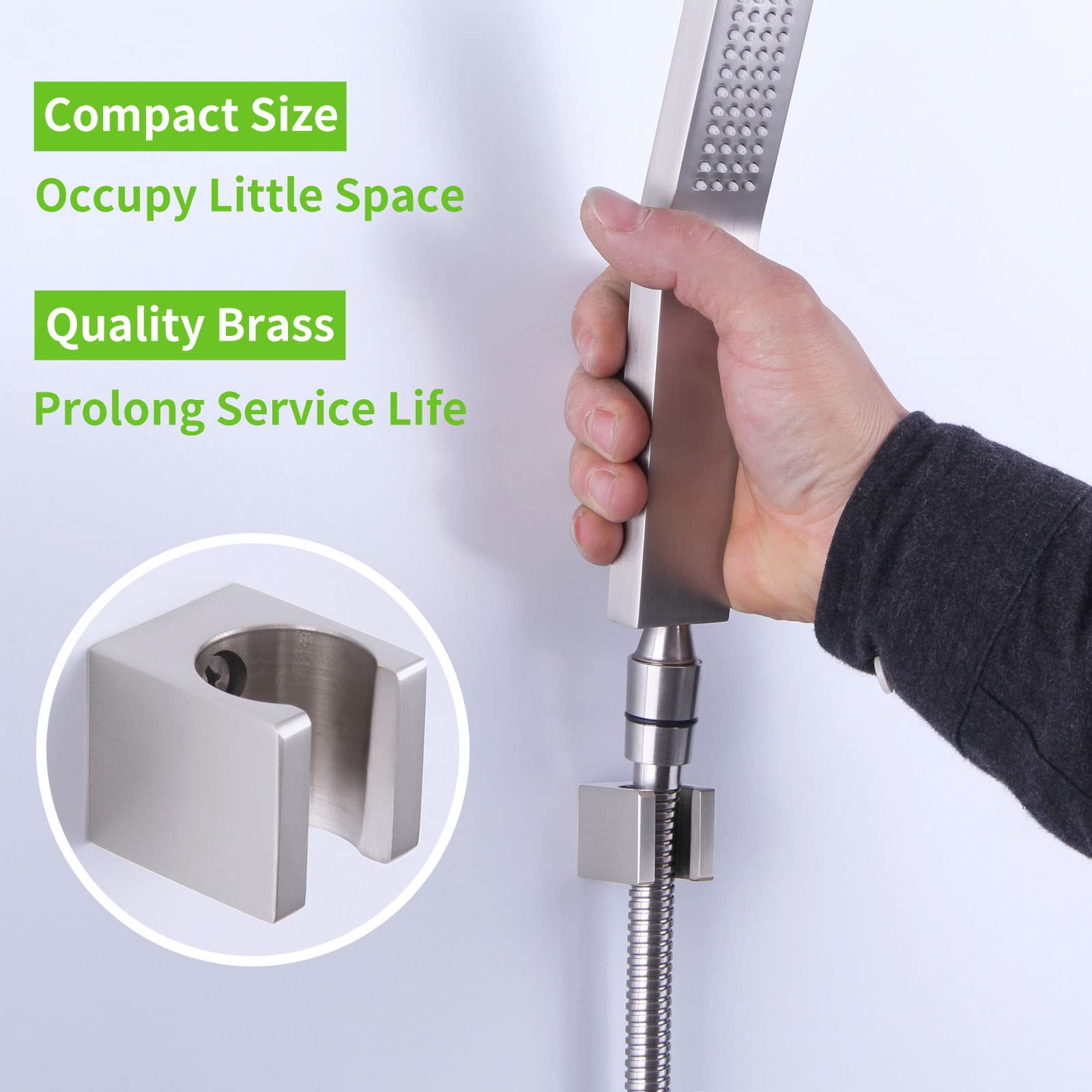 Angle Simple Handheld Shower Head Holder, Angle Simple Brass Shower Handle Holder, Bidet Sprayer Holder, Shower Head Bracket, Hand Held Shower Wand Holder, Shower Arm Holder Wall Mount, Brushed Nickel 2