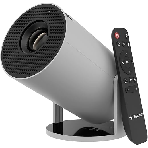 Zebronics PixaPlay® 73 Android Smart Projector, 720p Native, Support 4K, OTT Apps (Netflix, PrimeVideo, Hotstar), 200° Rotatable, 3300 Lumens, Auto Keystone, Miracast, 3W Speaker, 130