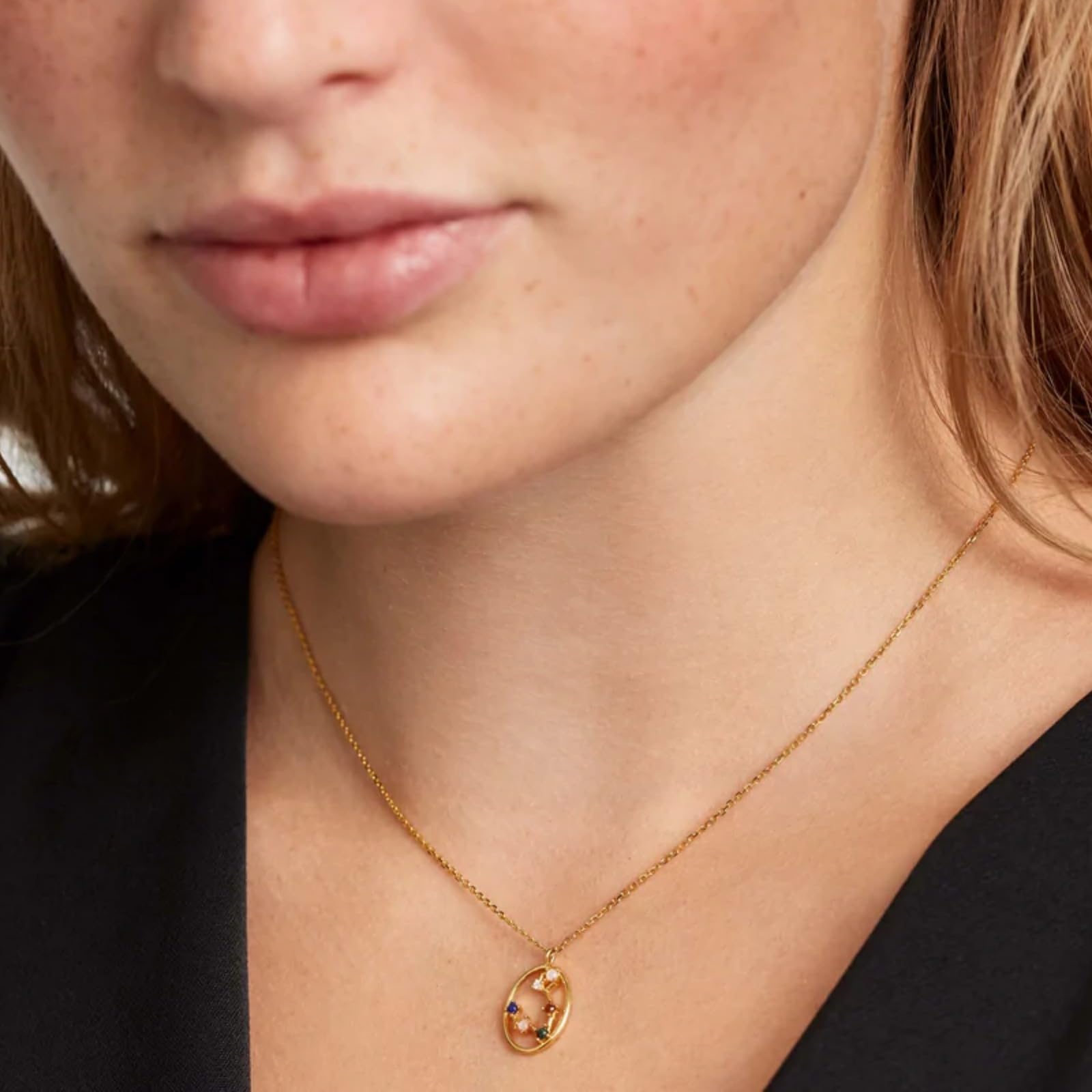 Halskette Damen Sterling Silber Anhänger Zwölf Sternbilder Bunter Zirkon Zierliche Schlüsselbeinkette Gold Sternzeichen Münze Charm Schmuck