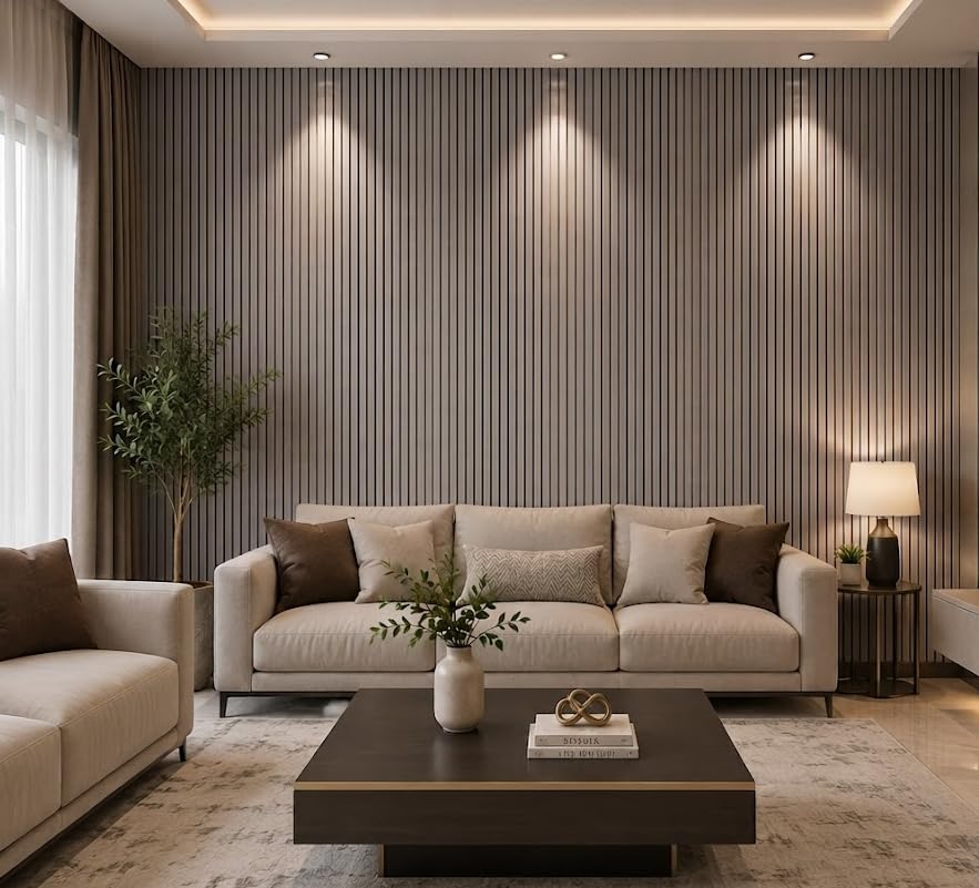 Image of Wood Grain Wall Panel 2 Ft x 10 Ft | Self Adhesive PVC Foam Wallpaper Roll | Soundproof, Moisture Resistant, Peel & Stick Wood Texture for Wall, Ceiling, Bedroom & Living Room (Light Gray)