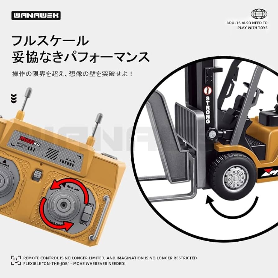 1/64スケール RC ラジコン フォークリフト 合金ボディー　木製パレット付き 1/64スケール RC ラジコン フォークリフト 合金ボディー 木製