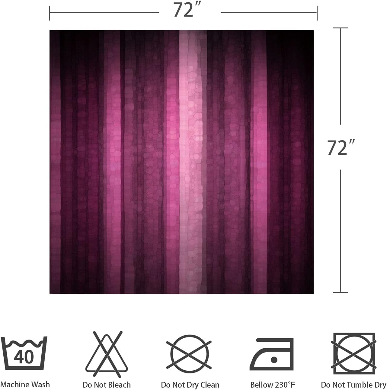 Gibelle Pink Striped Shower Curtain, Hot Pink Neon Pink Cute Shower Curtain Set with 12 Hooks, Abstract Mosaic Glass Texture and Dark Stripe Art Waterproof Fabric Bathroom Decor, 72" W x 72" L