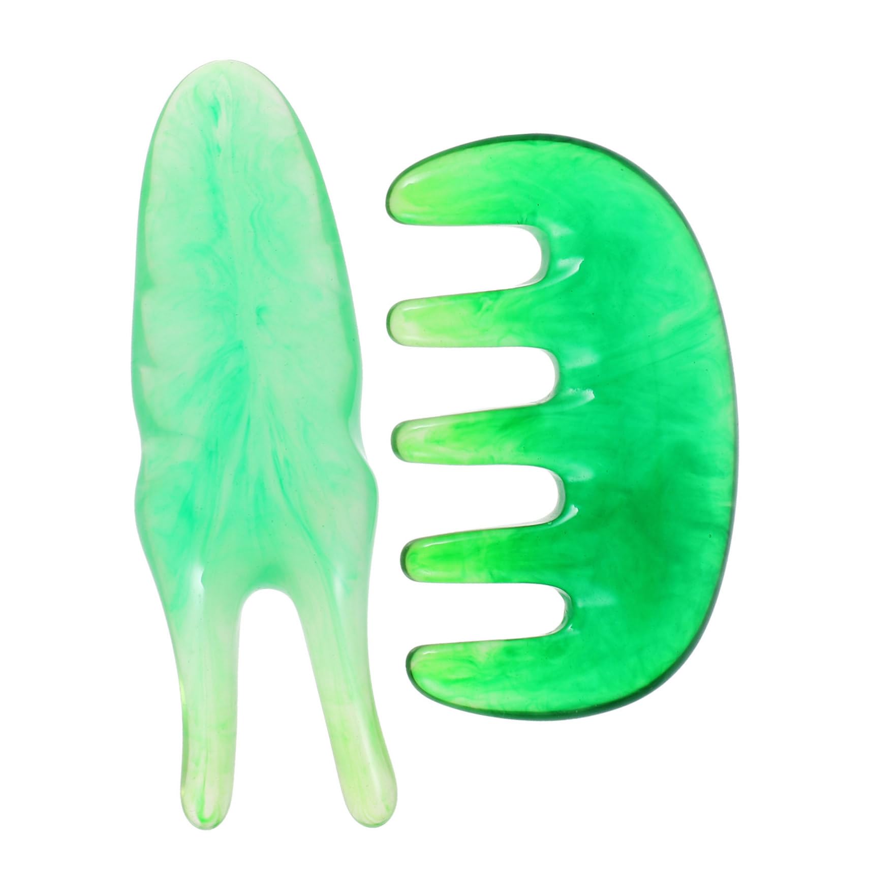 TOVINANNA 3 Sets Massager Scraping Tool Comb Handheld Head Massage Tool Jade Brush Head Tool Multitools Head Gua Sha Jade Reflexology Spa Tool Jade Spa Tool Head Massaging Tool Beeswax Green