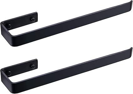 JS Toallero Barra Para Baño Acero Inoxidable Montado en la Pared 40CM Acabado Pulido Toalla Soporte Toalleros de aro para Baño y cocina, Negr,2pz