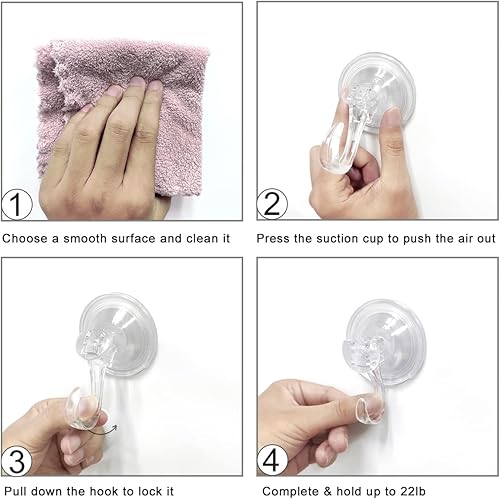 Miniatura 5 de STAMI PLET Paquete de 4 colgadores de corona con ventosa, grande, transparente, extraíble, resistente, soporte para corona, uso para ventana, puerta