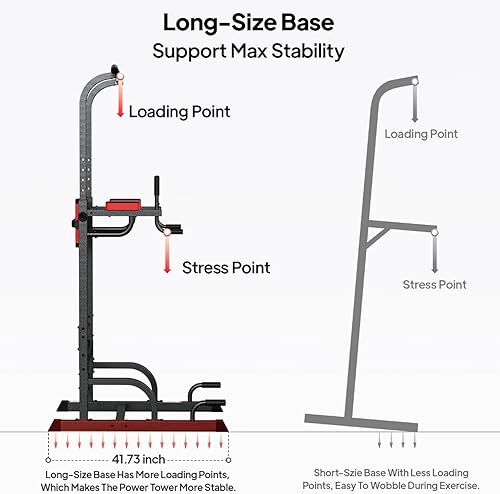 Miniatura 6 de Pooboo Power Tower - Barra de dominadas para entrenamiento de gimnasio en casa, multifunción, altura ajustable, equipo de ejercicio de entrenamiento