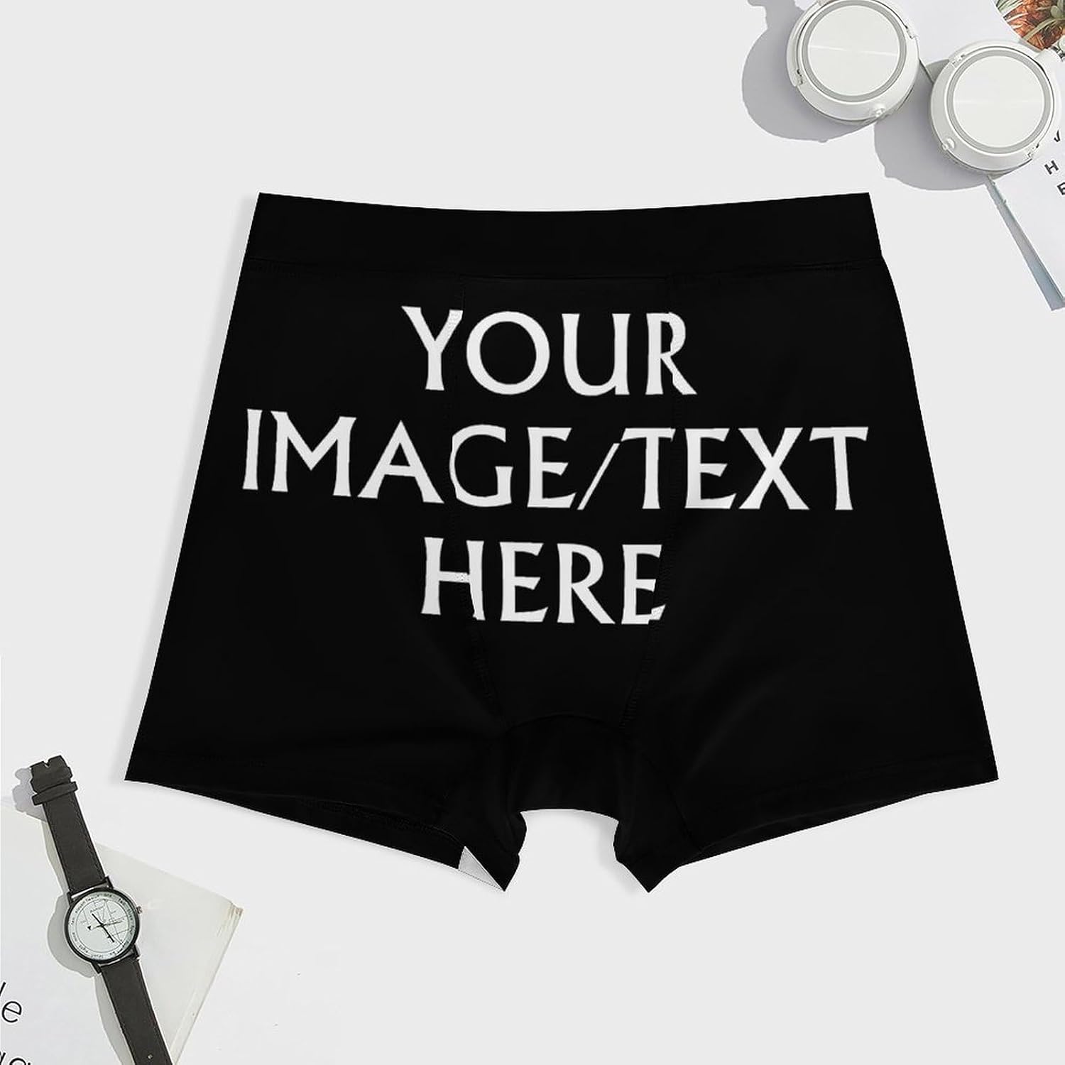 Custom Mens Boxer Briefs, Personalized Novelty Briefs with Photo/Text,Funny Boxer Briefs for Boyfriend Husband