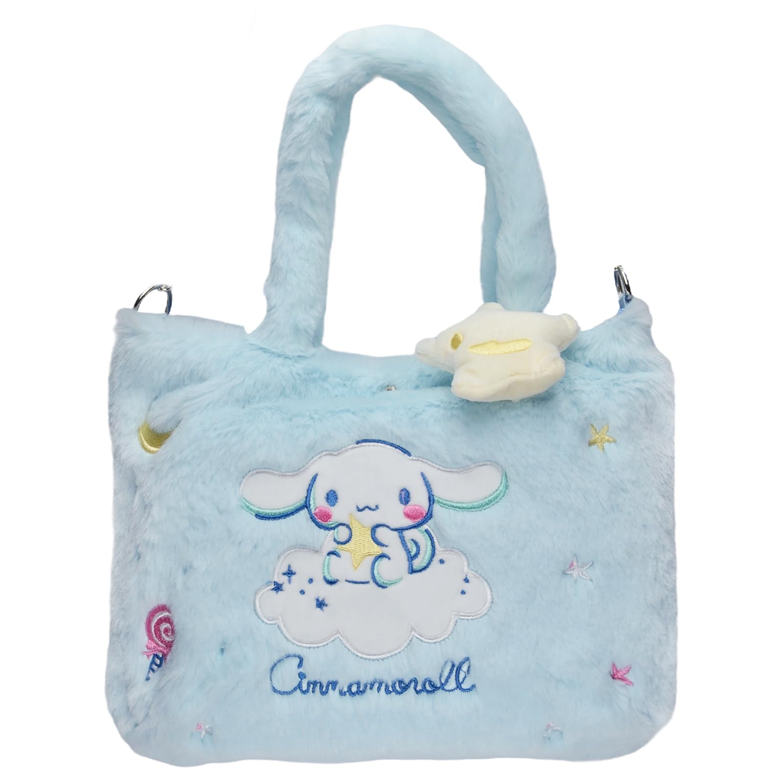 Cute White Dog Plush Crossbody Bag with Adjustable Shoulder Strap, Kawaii Handbag with Buckle, Kitty Family Wallet Purse Shoulder Bag Coin Pouch Accessories for Women Girls