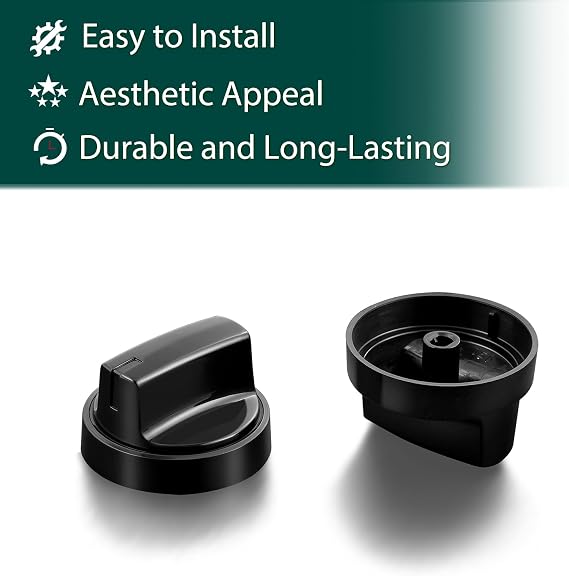 WB03X24904 Stove Knobs Cooktop Replacement Parts for GE Adora Range Cooktop Electric Oven Black Control Knobs JB625RK4SS JB625RK8SS Stove Top Burner Knobs 4 Pcs