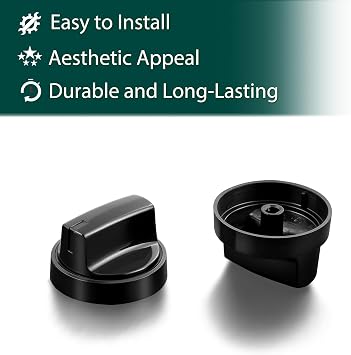 WB03X24904 Stove Knobs Cooktop Replacement Parts for GE Adora Range Cooktop Electric Oven Black Control Knobs JB625RK4SS JB625RK8SS Stove Top Burner Knobs 4 Pcs