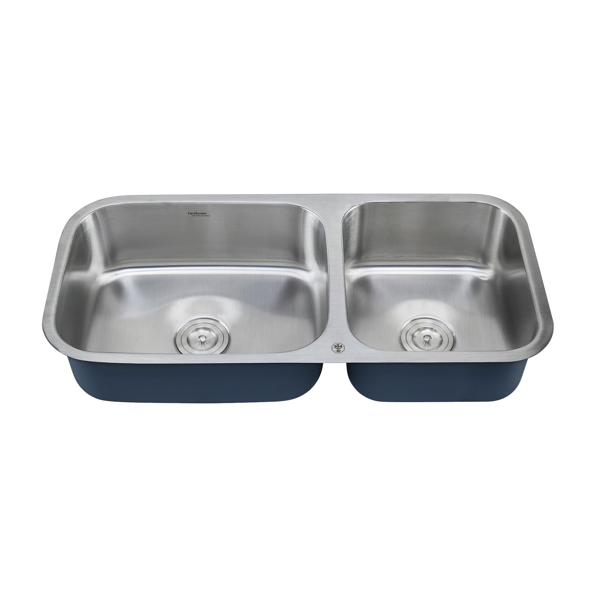 hindware kitchen sink 37"x18"x8"| 304 grade stainless steel | pressed double bowl sink with waste coupling | 25 yrs warranty on product (imperio um, matt)