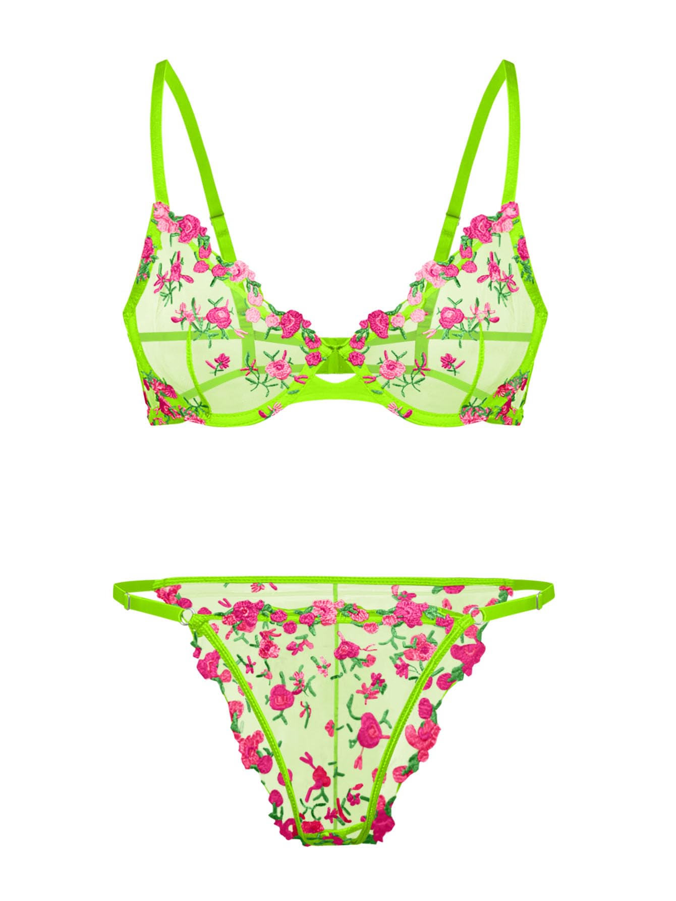 Lilosy Sexy Lingerie Set 2 Piece Women Push Up Bra and Panty 3XS-5XL