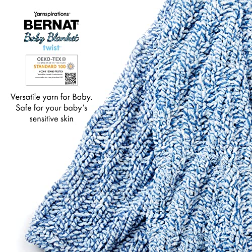 Image of Bernat BABY BLANKET BB Blue Twist Yarn - 1 Pack of 10.5oz /300g - Polyester - #6 Super Bulky - 220 Yards - Knitting /Crochet