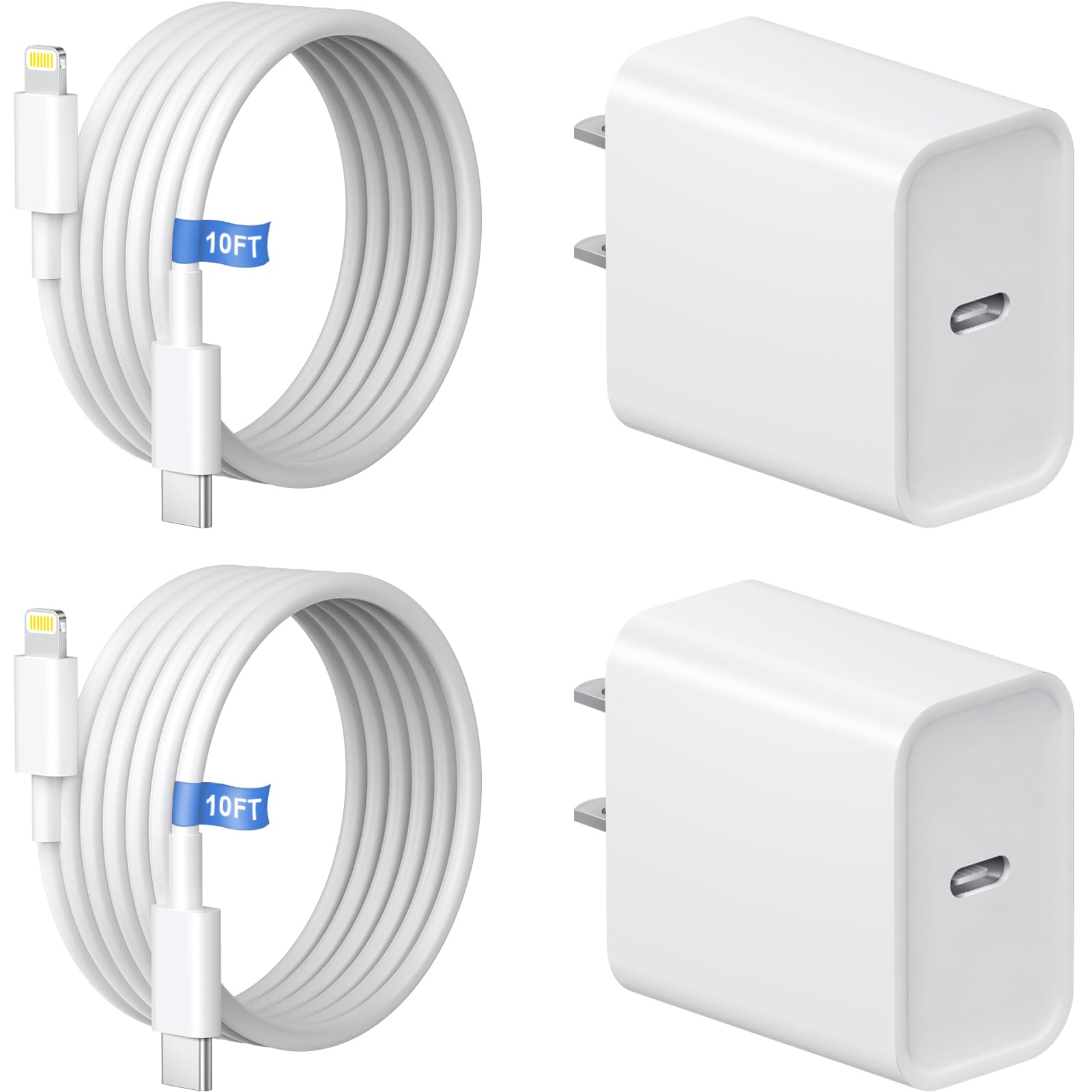 10FT iPhone 14 13 12 11 Charger Long Charging Cable with 20W USB C Charger Block for i