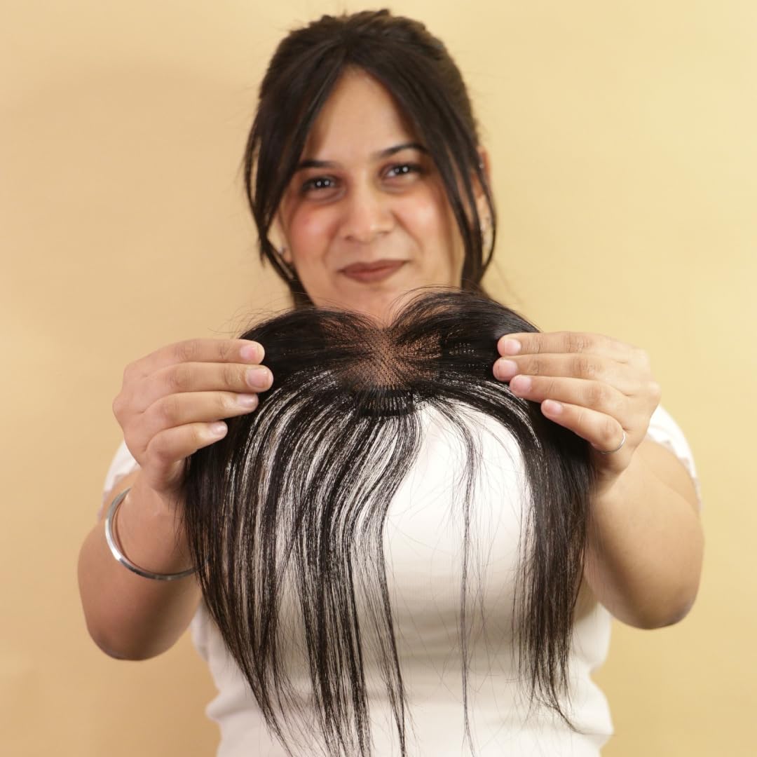 Hairarchy Frontline Hair Patch for Women | 100% Remy Human Hair Topper for Hairline Coverage, Thinning Hair & Receding Hairline | Natural Look, Lightweight & Easy Clip-In Hairpiece, ( 20 Inches, Natural Black)-image-45