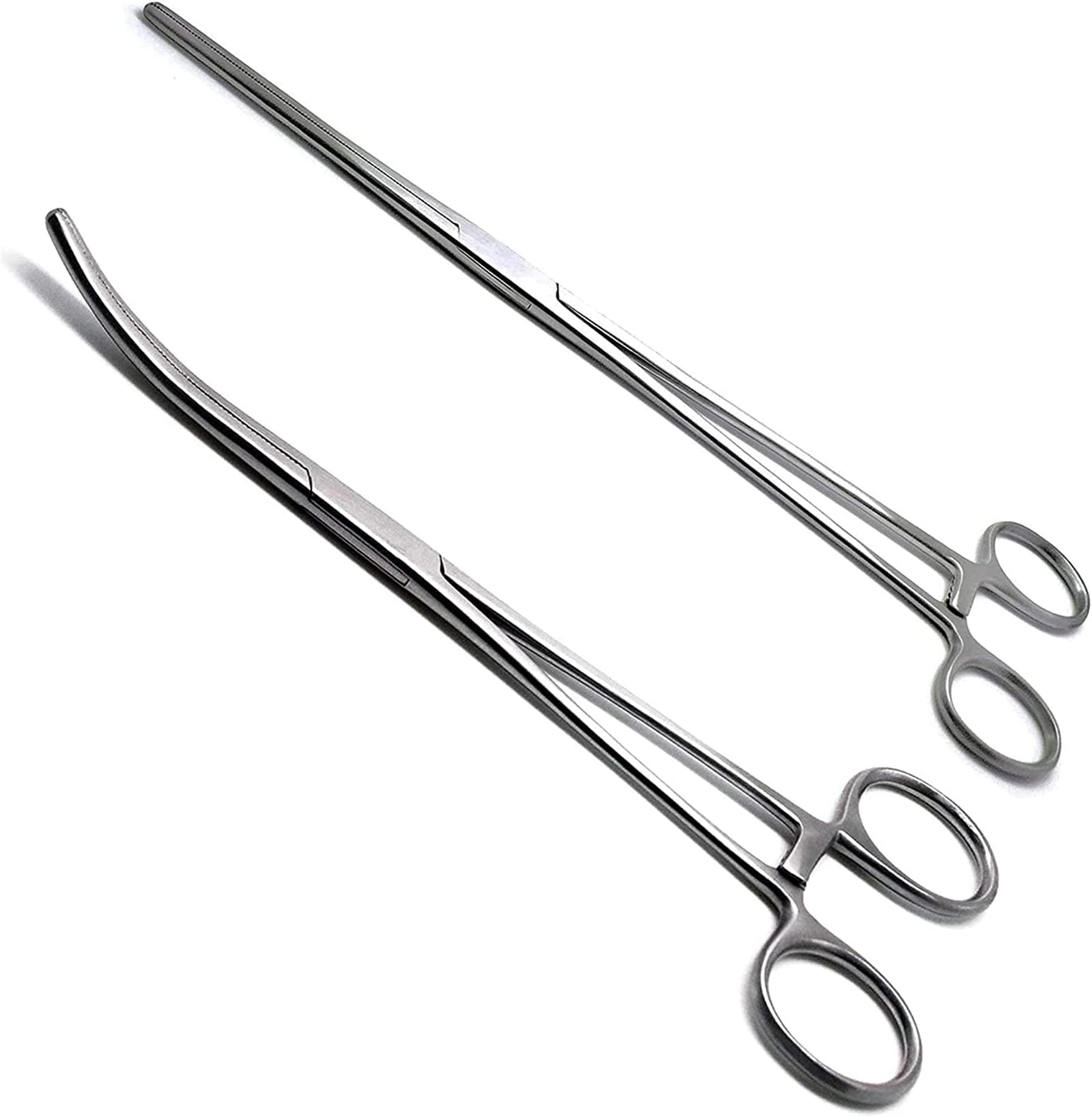 SURGICAL ONLINE Set of 2 Premium Quality 12" Rochester Pean Hemostat Forceps Straight & Curved Clamps Three Locking Positions - SurgicalOnline
