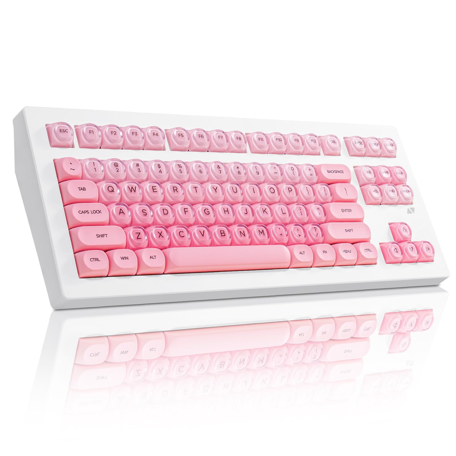 ZORNHER CG870 Foundation Mechanical Keyboard,80% Pink Creamy Keyboard Wireless,Cute Jelly MOA Profile Keycaps,Creamy Sounding Linear Switches,Hot-Swappable,RGB Backlit