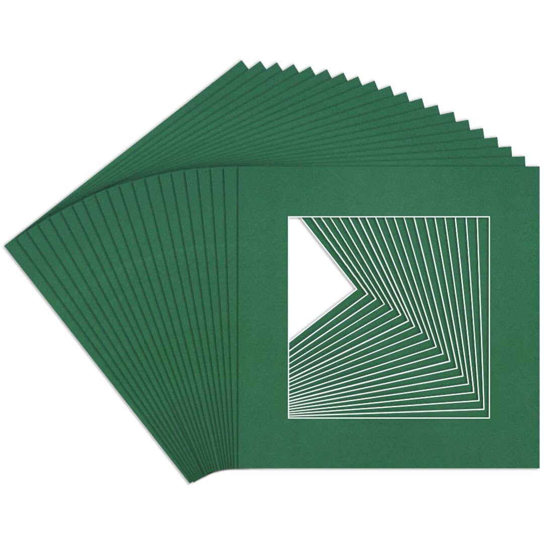 Procut Global 6x6" Emerald Picture Mounts to Fit 4x4" Aperture - Precision Cut Cardboard Photo Mount - Ideal for Frames, Prints, Artwork & Certificates - Sizes & Colours Available - 20 Pack — image 1