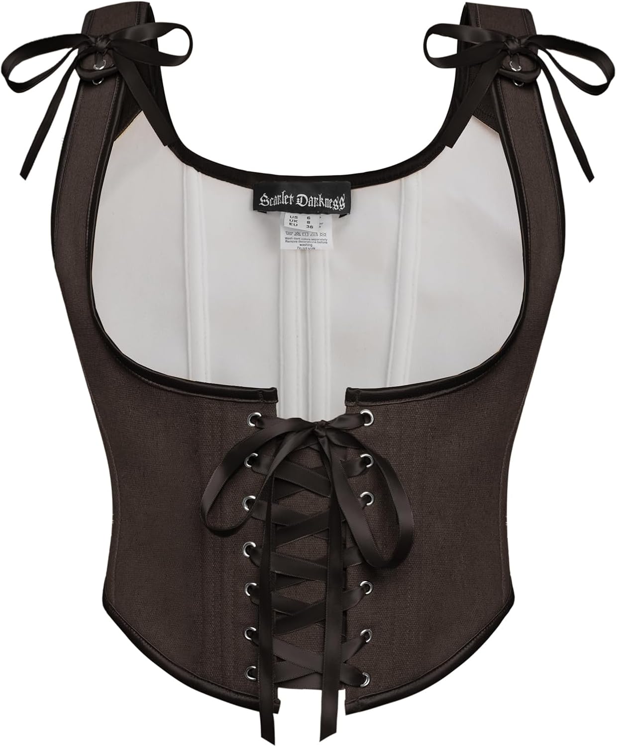 Scarlet Darkness Womens Renaissance Corset Floral Underbust Corset Tops Vintage Boned Corset Belt Size 6 Solid Brown