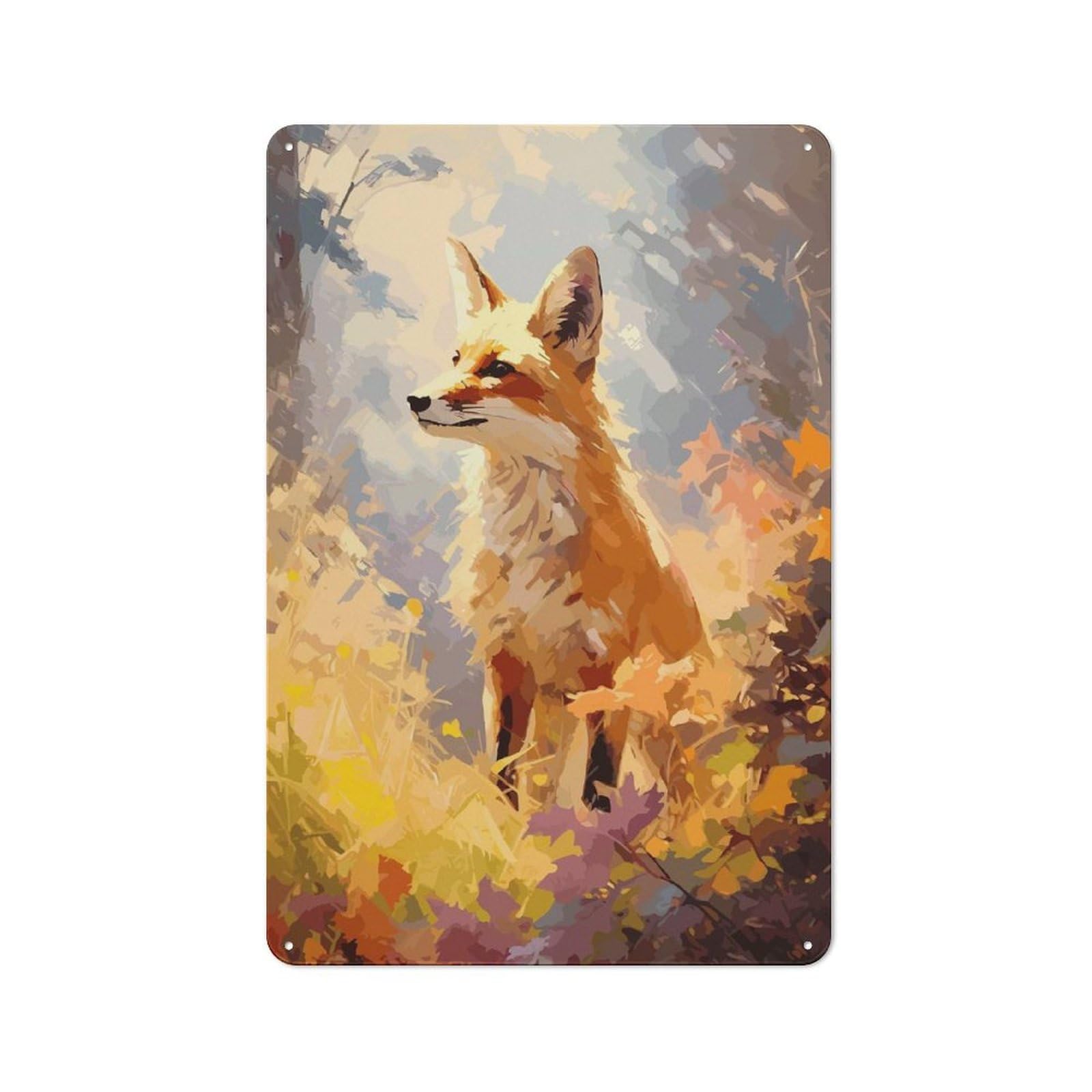 Junmoney Style Red Fox Vintage Tin Sign 30X20cm, Rustic Bistro Wall Plaque For Coffee Bar, Kitchen, Bistro Or Tea Corner