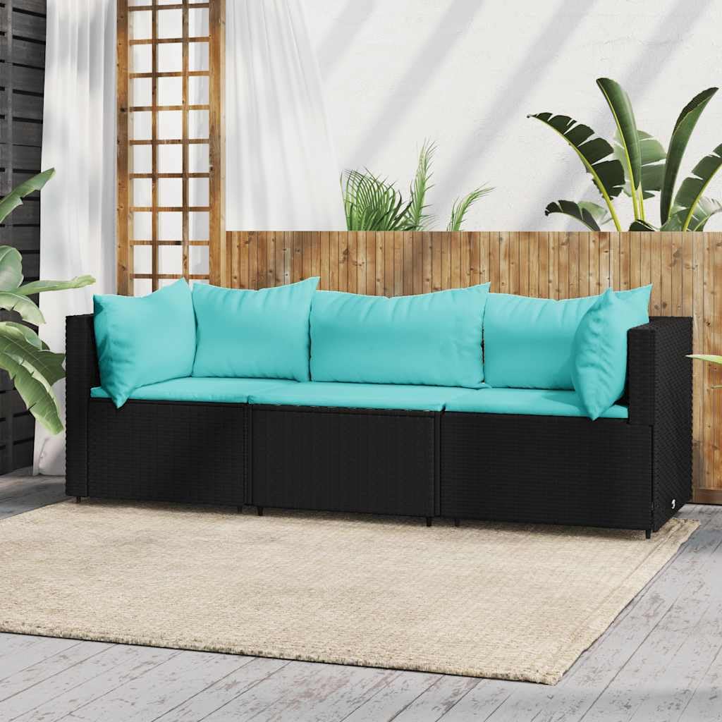 VidaXL Set Divani Da Giardino 3 Pezzi – Polyrattan Grigio, Gambe In Eucalipto, Cuscini Sfoderabili Antracite – Angolare + Centrale + Poggiapiedi - 4