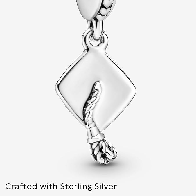 PANDORA Graduation Cap Dangle Charm - Hand-Finished Keepsake - Jewelry for Women with Gift Box - Compatible Moments Charm Bracelets
